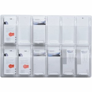 Helit Wandprospekthalter 1/3 A4 12 Fächern glasklar