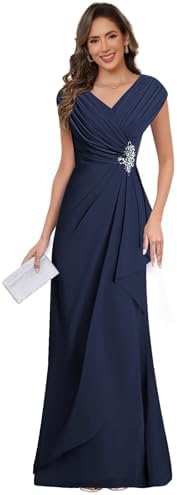 Cap Sleeve V Neck Mother of The Bride Dresses for Women 2025 Long...