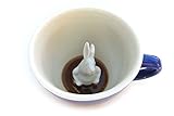 CREATURE CUPS Rabbit Ceramic Cup (11 Ounce, Cobalt Blue) | Hidden Animal Inside | Holiday and Birthday Gift for Coffee & Tea Lovers