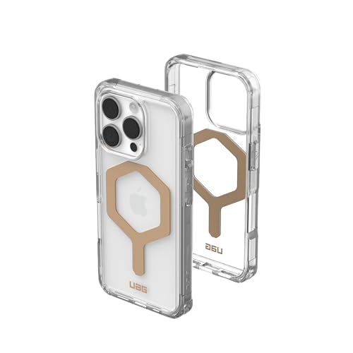 Image of URBAN ARMOR GEAR UAG Designed for iPhone 16 Pro Case 6.3 inch Plyo - Compatible with MagSafe Charging Rugged Slim Anti-Yellowing Transparent Clear Shockproof Military Grade Protective Cover, Ice /Gold