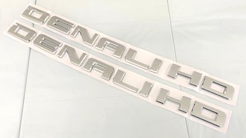 Image of 2PCS Denali HD Emblems Badge Nameplate for Chevy Sierra Denali 2500HD 3500HD Denali HD (Chrome)