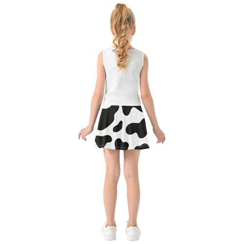 Girls' Shorts Athletic Skorts Tennis Skirts Kids Breathable Butterfly Black White Cow Print 3t4