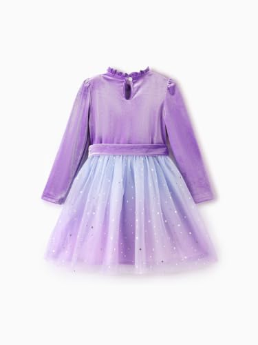 Image of Disney Girls' Tulle Tutu Dress Birthday Party Outfit Baby /Toddler | Officially Licensed, Frozen Elsa, Minnie, Princess, Velvet Top with Belt, Multi-Layer Mesh Skirt, Ruffle Long Sleeve Clothes