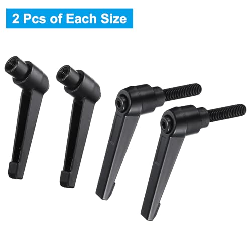Image of uxcell 4pcs Clamping Lever Adjustable Handle Set Metric M8 x 32mm Male & M8 Female Thread Level Handles Hand Stud Knobs Quick Release Black for Lathe Machinery