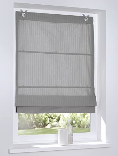 Store Bateau Verlock Gris Rayure oeilets sans perçage occultant tamisant 45 x 140 cm (L x H)