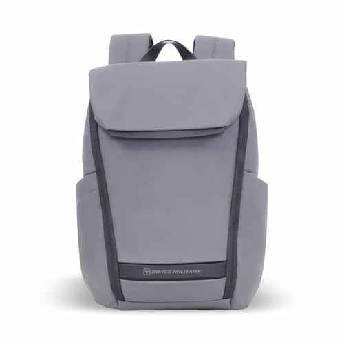 Image of SWISS MILITARY Black & Gold Collection Gazebo Laptop Backpack, PU Coated Water-Resistant Material,15.6 inch Laptop, 180 Openable Compartment & Quick Access & Anti-Theft Pocket with Trolley Strap, (21L)