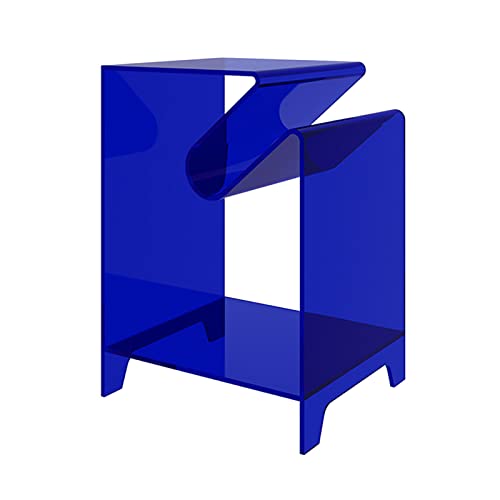 CHEMYO Table d'appoint en Acrylique, Table d'appoint Transparente, Table Basse fantôme, Porte-revues Moderne, Table de Chevet Transparente, Table d'appoint pour Chambre à Coucher, Bleu