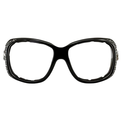 Rodeo Queen Angel Plus Padded Motorcycle Sunglasses Womens 2 Pair Black Frame Rhinestone Sunglasses w/Silver Wing Accent Clear & Gradient Smoke Lenses2