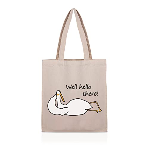 Minimalist Well Hello There Canvas Stylish Canvas Tote Bag By Hifive - Reusable Aesthetic Grocery Bags - Unique Cute Tote Bags Gift For Girls & Women #TOP21
