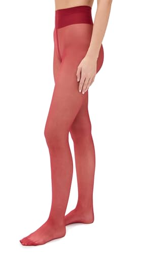 Image of Wolford Individual 10 Den Back Seam Tights for Women Ultra Sheer Matte Pantyhose Logo Waistband Invisible Toe Reinforcement