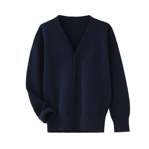 Image of Unisex Boys Girls Cardigans Sweater V-Neck Long Sleeve School Uniforms Button Knit Tops