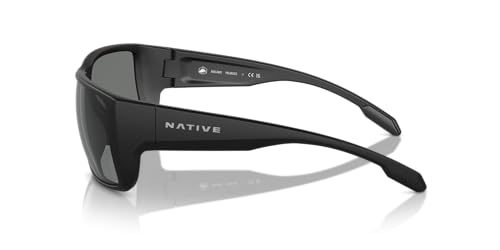 Native Eyewear Men's Badlands Rectangular Sunglasses, Matte Black/Grey Polarized, 58 mm3