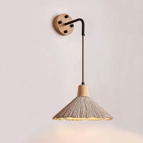 Aplique de pared rústico de cemento y madera ZR98US de 26cm para salón