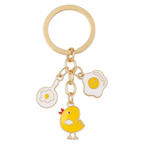 Chef Keychain – with Mini Frying Pan, Smiling Fried Egg,