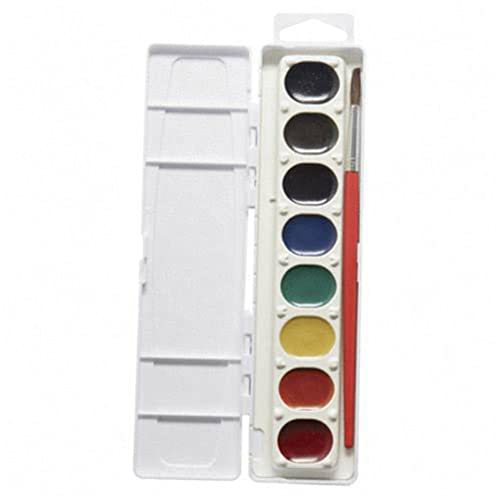 Prang® Washable Watercolors 8-Color Set With Brush, Assorted Colors #TOP4