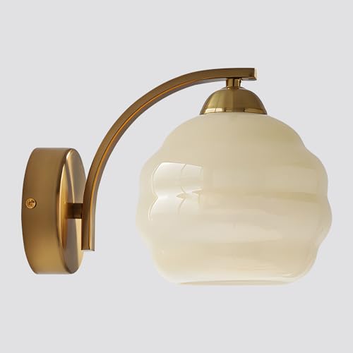 Image of Mid Century Modern Gold Wall Sconce Glass Sconces Wall Lighting Bathroom Vanity Light Fixtures Globe Wall Lamp Bedroom Wall Lights for Living Room Bedroom Hallway Foyer