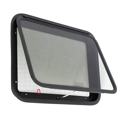YUMIONB RV Exit Window, 30" W x 22" H RV Escape Window with Windows Screen RV Push Out Side Window Replacement for 1.5-1.65in Thick Walls RVs, Trailers, Pickup Trucks Aluminium Tempered Glass