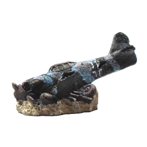 Generic 水槽装飾樹脂製飛行機残骸、メンテナンス簡単、家庭用爬虫類ボックス用