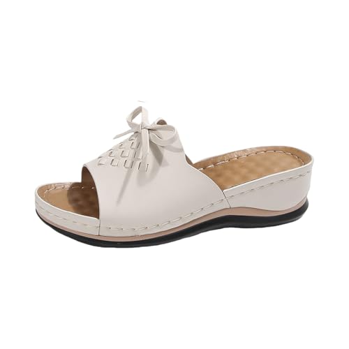 Sandalias para mujer con tacón, sandalias romanas de piel sintética, sandalias de cuña Peep Toe Slippers Plataforma Slides Pumps Cuñas Zapatos de verano Zapatos de jardín Zapatos de mujer Sandalias de