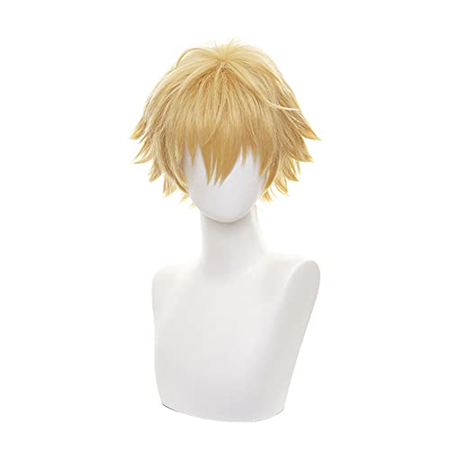 GDAMSTO Denji Wig Anime Chainsaw Man Cosplay Wig Short Curly Gold Wigs