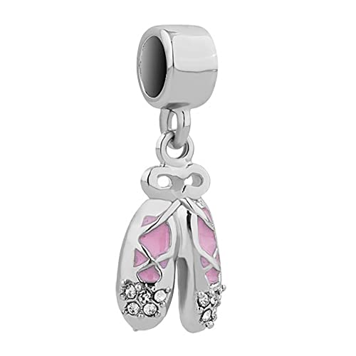 FGT Chausson,Charm per braccialetti e collane con ballerino, compatibile con braccialetti Pandora, idea regalo per donne, ragazze, mamma, famiglia, figlia, Zirconia cubica, Nessuna pietra preziosa