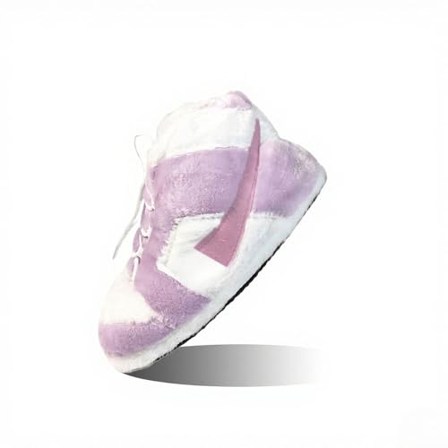 MOLERFO Sneaker Slippers Non Slip Sole Indoor House Plush Slippers Unisex Indoor Floor Cotton Shoes (PURPLE-ZS,5.5,12)
