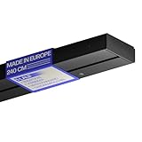 Bestlivings Gardinenschiene Schwarz (240cm / 1-läufig) Vorhangschiene Komplettset inkl. Zubehör (Befestigungs-Set, Seitendeckel, Gardinenröllchen)