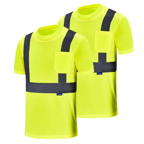 AK A-KSAFETY High Vis Reflective Work Shirt Breathable Short Sleeve Safety