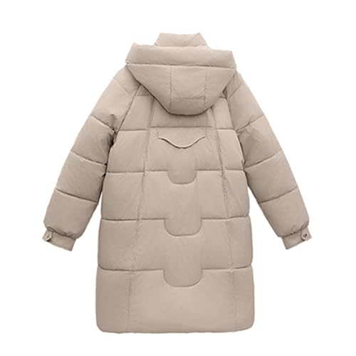 Women Winter Puffer Jacket Long Quilted Coat Padded Parkas Y2K Teen Girl Coat Cotton Hooded Long Sleeve with Pockets3