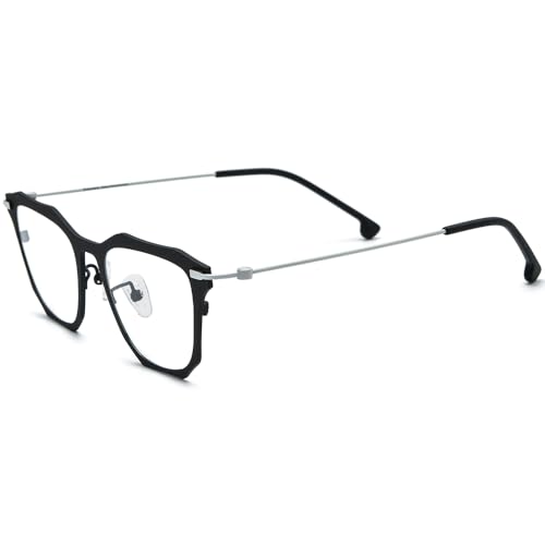 Image of FONEX Pure Titanium Glasses Frame Men Square Magnet Clip On Eyeglasses with Polarized Lens