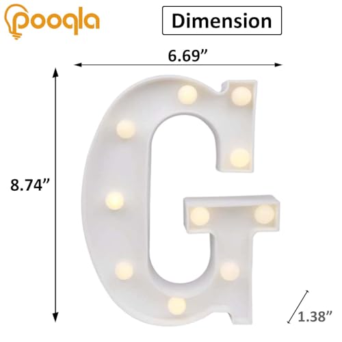 Image of Pooqla LED Marquee Letter Lights Sign, Light Up Alphabet Letter for Home Party Wedding Decoration G