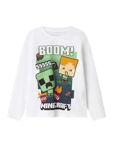 Nkmac Minecraft LS Nreg Top Box Noos Bfu, Blanco Brillante, 158-164