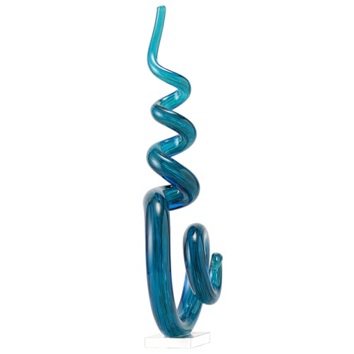 Estatua de vidrio estilo Murano 15 pulgadas azul miniatura 2