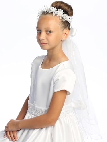 Pink Princess White Veil for Kids - 1st Communion Veils for Girls - Holy First Communion Veil for Girls 7-16 - Velos para Primera Comunion3