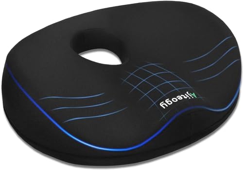 Ajiteogy Cojines de Asiento de Espuma Viscoelástica, Cojín para Aliviar Hemorroides y Dolor de Coxis, Cojín de Espuma de Memoria Antideslizante para Hogar, Oficina, Conducción, Automóvil