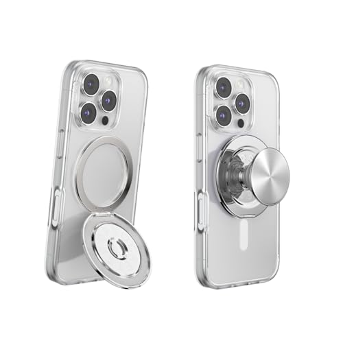 Image of PopSockets Kick-Out Grip for MagSafe, Adjustable Kickstand for Portrait or Landscape, Magnetic Stand, Silver - Silver