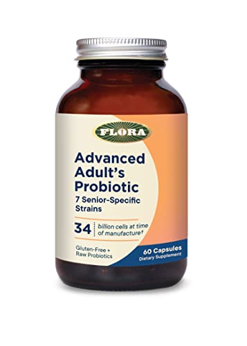 Flora - Advanced Adult's Blend Probiotic, Seven Senior-Specific Strains, Gluten Free, Raw Probiotic with 34 Billion Cells, 60 Capsules