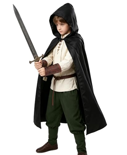 Image of 8 Pcs Medieval Costume for Boys Renaissance Viking Pirate Tunic Outfit for Kids