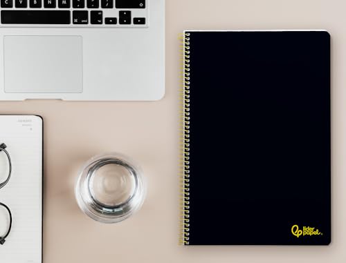 Liderpapel Notizbuch mit Spiralbindung, A4, Softcover, 80 h, 75 g, Lineatur 2,5 mm, mit schwarzem Rand