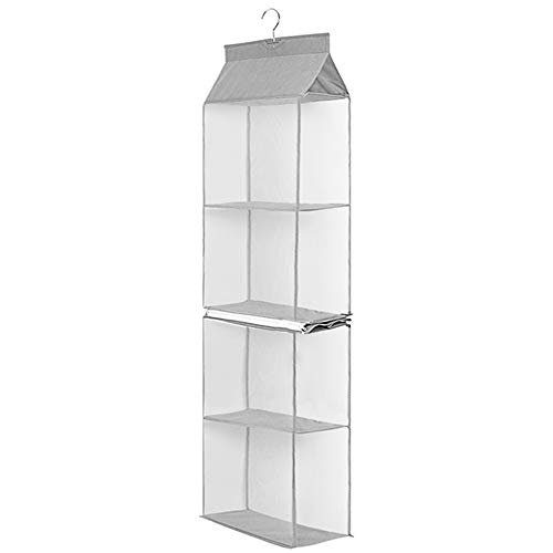 収納ラック バッグ収納 4段式 カバー付き ハンガーラック 収納ボックス グレー