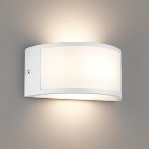Dopa Applique da Parete Mezzaluna per Esterno IP65 Design Curva Attacco E27 Sostituibile Lampada da Muro Moderna in Alluminio per Giardino Terrazzo Facciata (Bianco)
