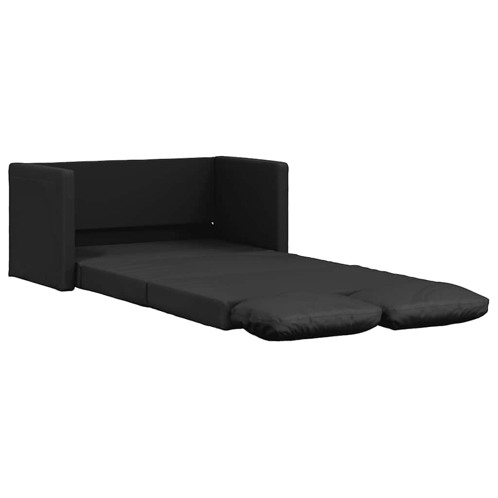 Sofá de suelo con función de dormir, piel sintética, color negro