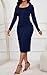 ENOPINK Fall Dresses for Women 2025 Long Sleeve Bodycon Midi Dress Fashion Outfits Sexy Party Clothes Navy Blue XL