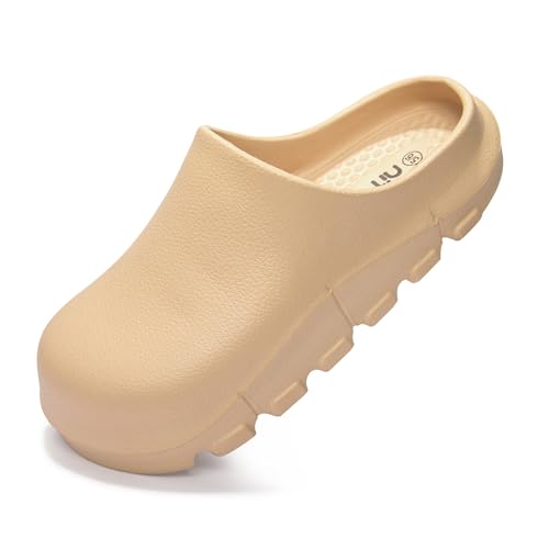 NITTI Women's Arch Support EVA Garden Shoes for Women - Comfort Waterproof Slip-on Outdoor Beach Mules Sandal Ladies Classic Closed Toe Clogs (Khaki,US 7-8)