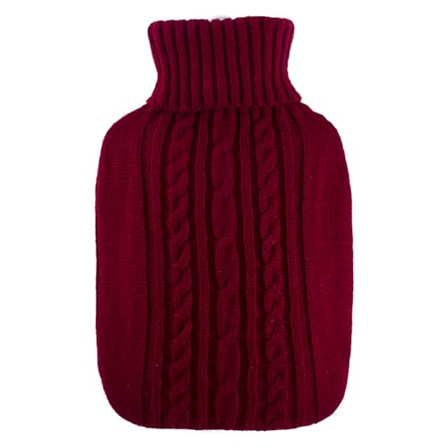 Hugo Frosch Wärmflasche Klassik 1,8l – Made in Germany – mit weichem Strickbezug Rot – große, auslaufsichere & geruchsneutrale Bettflasche –...