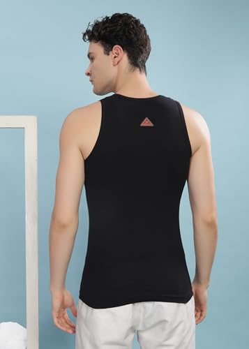 Image of Force NXT Men's Super Combed Cotton Rib Fabric Solid Vest | Round Neck Sleeveless Vest for Men