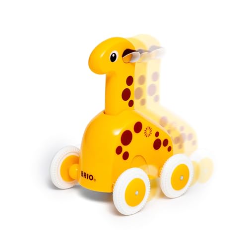 BRIO 30229 Push & Go Giraffe - Niedliches Drück- und Fahrspielzeug in klassicher Optik - Empfohlen ab 12 Monaten