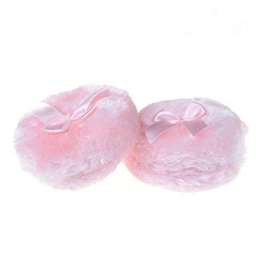 2 PCS Large Fluffy Puffs For Body Powder Washable Face Powder 3.9 inch Blending Sponge Puff Round For Foundation Makeup Velour Puffs (Pink)