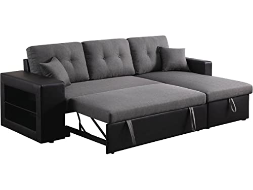 Canapé d'angle convertible Axel Noir/Gris 233x146 cm