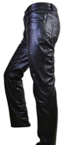 Mens Leather Pants Black Leather Pants Men 5 Pocket Pants Leather Jeans Pant Zipper Pants Men Motor Cycle Black Mens Pant4